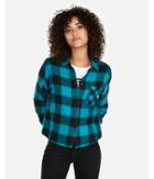 Express Womens Plaid Cropped Flannel