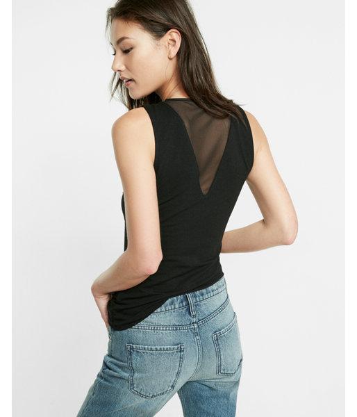 Express Deep V-neck Mesh Inset Tank