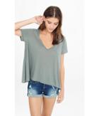 Express Women's Tees Express One Eleven Ribbed V-neck Trapeze Tee