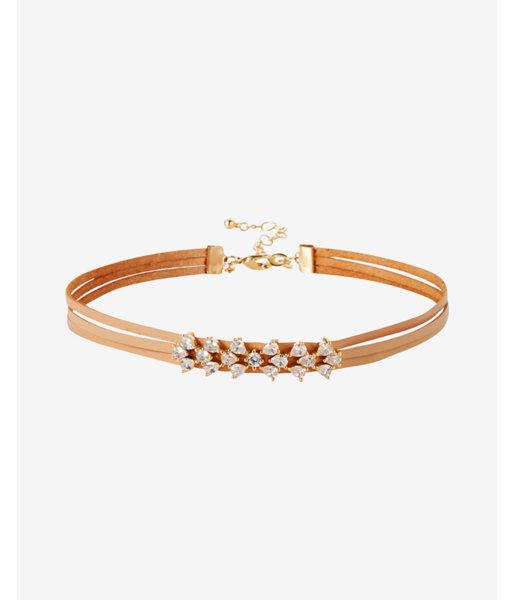 Express Womens Stone Cluster Multi-strand Choker Necklace