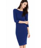Express Women's Dresses Blue Ribbed Zip Back