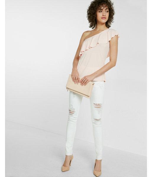 Express Womens One Shoulder Ruffle Tank