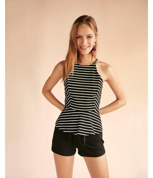 Express Womens Striped Ponte Knit Peplum Tank