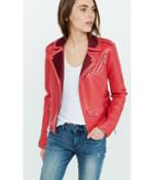 Express Women's Leather Jackets Red Color Block (minus The) Leather  Jacket
