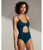 Express Womens Ribbed Tie Cut-out One-piece