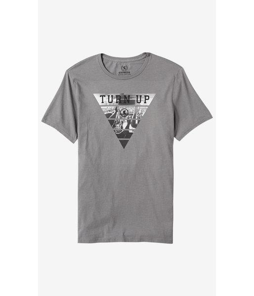 Express Men's Tees Gray Turn Up Triangle Graphic T-shirt