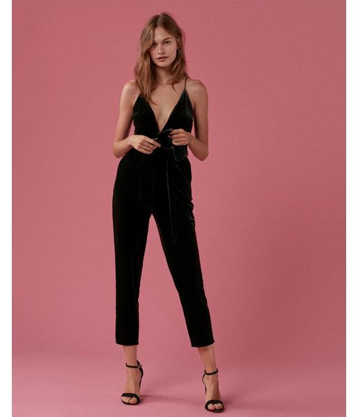 Express Womens Petite Velvet Jumpsuit