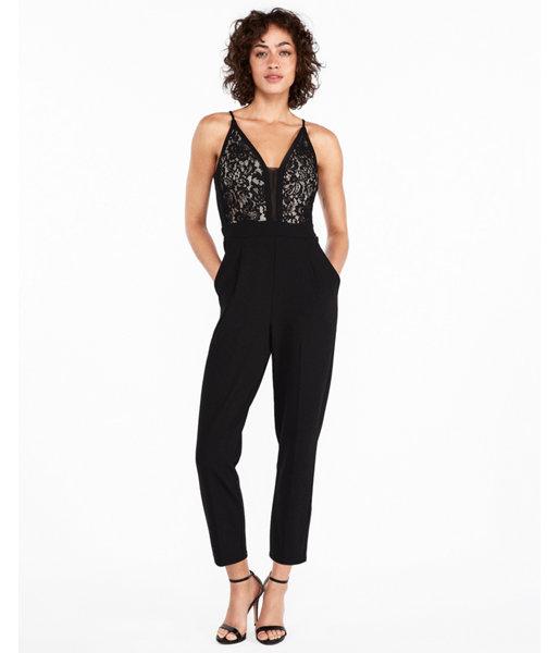 Express Womens Lace Inset Jumpsuit