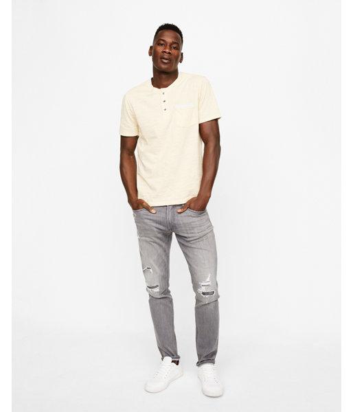 Express Mens Slub Jersey Contrast Henley