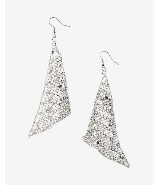 Express Womens Stone Metal Mesh Drop Earrings