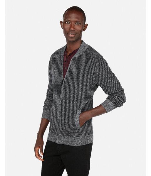 Express Mens Stripe Baseball Cardigan