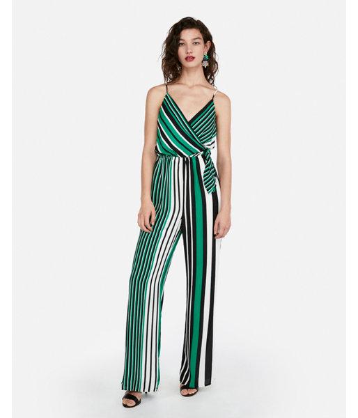 Express Womens Stripe Solid Surplice Tie Front Wide