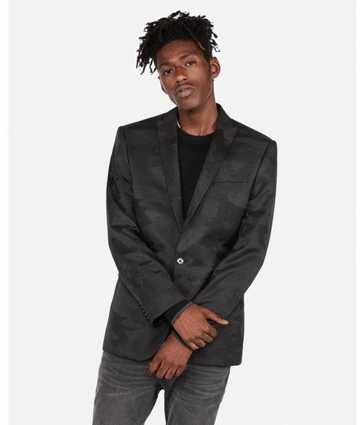 Express Mens Slim Camo Jacquard One-button Tuxedo Jacket