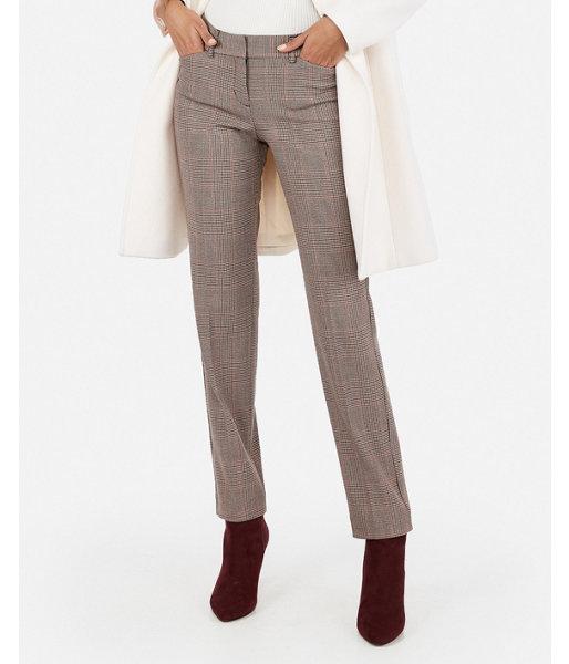Express Womens Low Rise Plaid Straight Leg Editor Pant