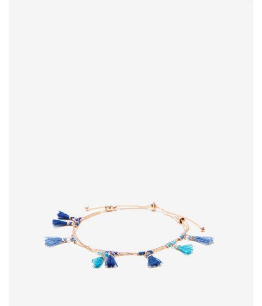 Express Womens Blue Mini Tassel Pull-cord Bracelet