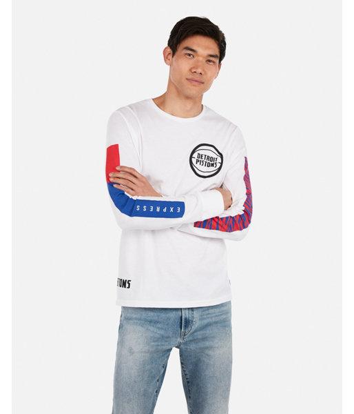 Express Mens Detroit Pistons Nba Long Sleeve Graphic Tee