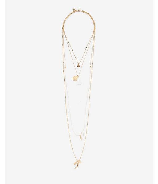 Express Womens Four Row Shell Charm Necklace