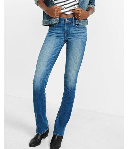 Express Medium Wash Mid Rise Barely Boot Jeans