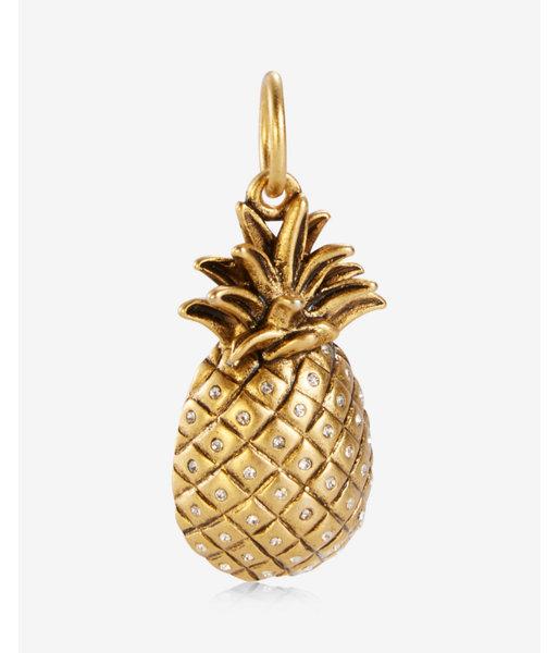 Express Womens Sequin Matte Gold Pineapple Charm