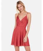 Express Womens Satin Surplice Fit And Flare Cami Dress