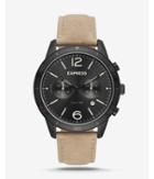 Express Mens Tan Leather Strap Multi-function Watch