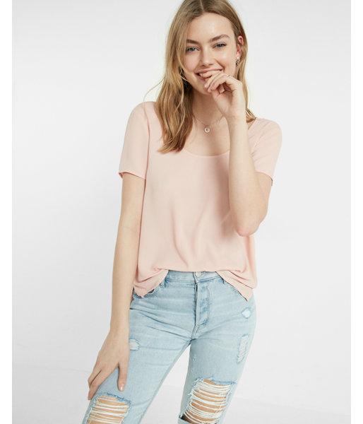 Express Womens Step Hem Crew Neck Tee