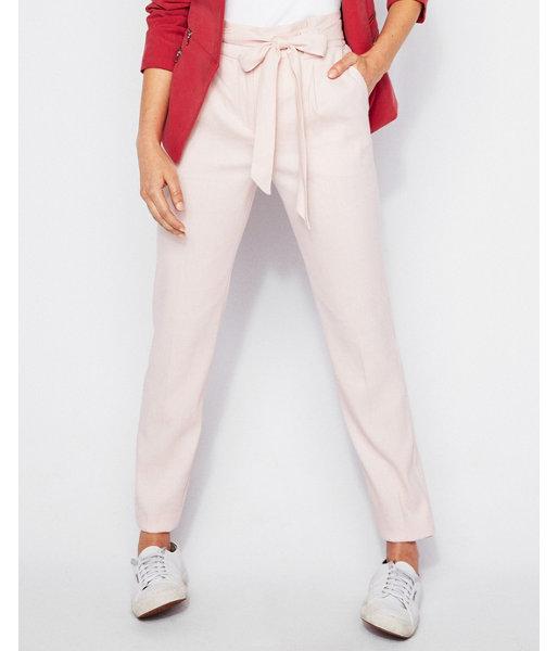Express Womens Petite High Waisted Linen-blend Paperbag Ankle Pant