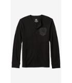 Express Men's Tees Black Waffle Exp Crest Graphic Henley