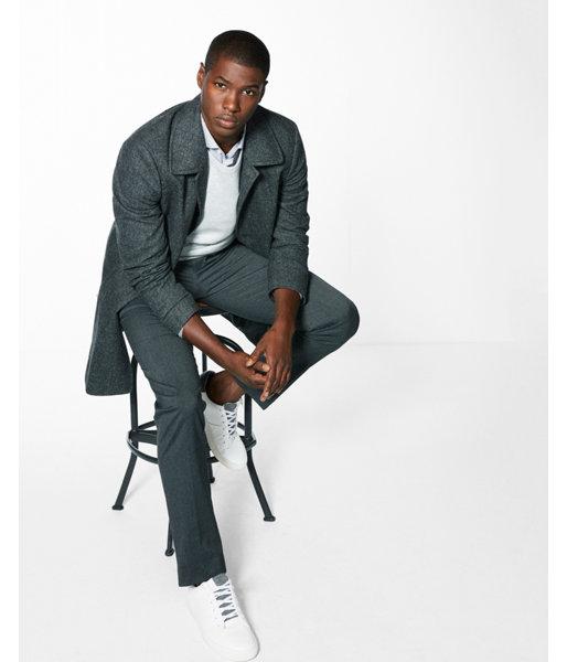 Express Mens Skinny Innovator Charcoal Plaid Dress Pant