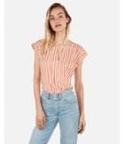 Express Womens Striped Strappy Cross Front Gramercy Tee