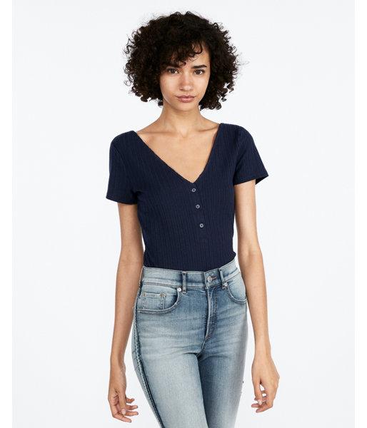 Express Womens Express One Eleven Ribbed Henley