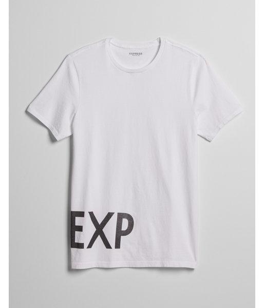 Express Mens White Cotton Express Logo Graphic Tee