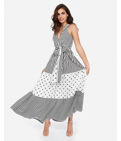 Express Womens Rocky Barnes Mixed Print Tie Waist