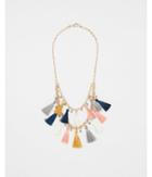 Express Womens Two Row Beaded Tassel Necklace