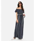 Express Womens Striped Tie Front Off The Shoulder