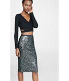 Express Women's Skirts High Waisted Sequined Pencil