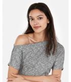 Express Womens Marled Off The Shoulder Ribbed Tee