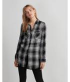 Express Womens Plaid Button Front Tunic