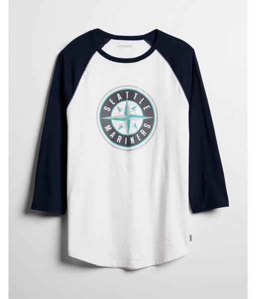 Express Mens Seattle Mariners Raglan Baseball Tee