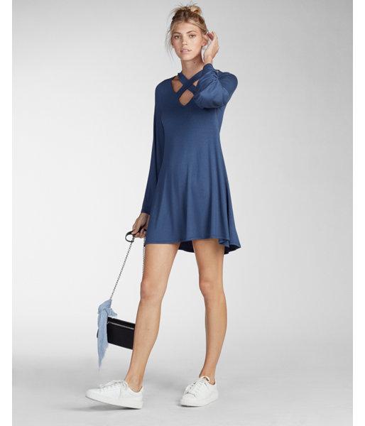 Express Womens Crisscross Strap Front Trapeze Dress