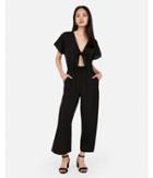 Express Womens Tie Front Cut-out Jumpsuit