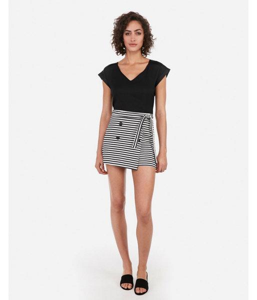 Express Womens Striped Tie Waist Button Front