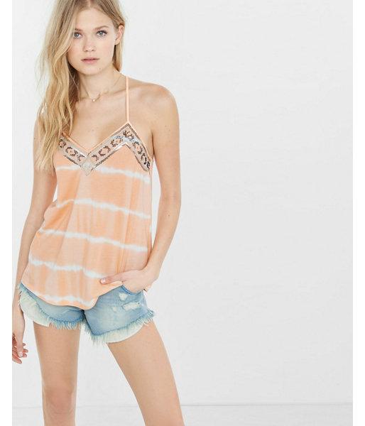 Express Womens Tie Dye Sequined Necklace Trim Cami