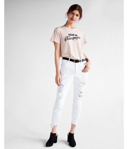 Express Womens Express One Eleven Champagne Boyfriend Tee