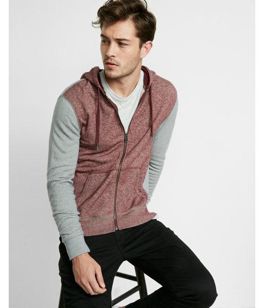 Express Color Blocked Zip Up Hoodie