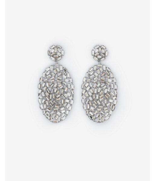 Express Womens Baguette Stone Oval Drop Earrings