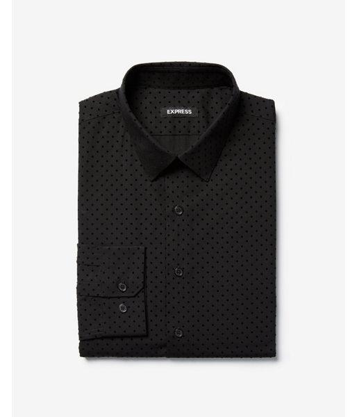Express Mens Slim Flocked Dot Cotton Dress