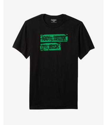 Express Mens 100-percent Drunk 0-percent Irish Graphic Tee