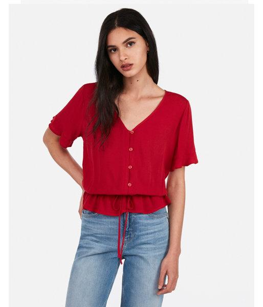 Express Womens Cinched Waist Peplum Top