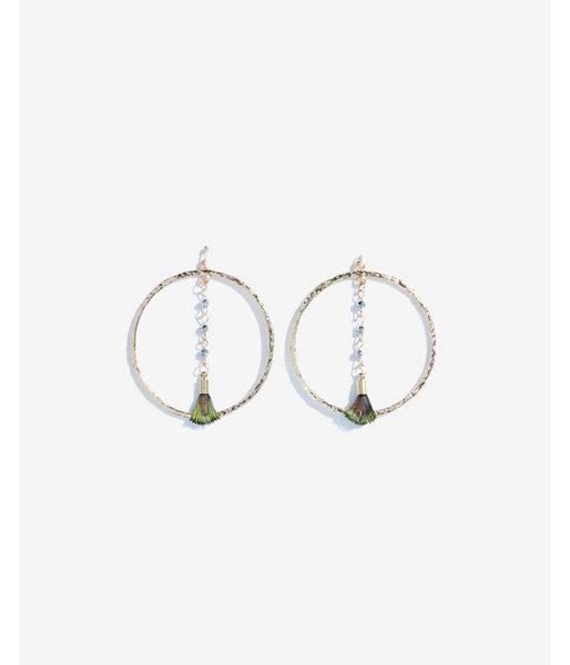 Express Womens Feather Circle Drop Earrings